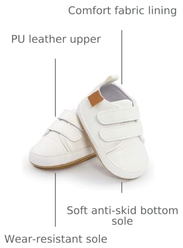 Image of SOFMUO Baby Boys Girls High Top Ankle PU Leather Sneakers Soft Rubber Sole Infant Moccasins Newborn Oxford Loafers Anti-Slip Toddler Wedding Uniform Dress Shoes