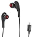USB Type C Earphones, [Upgraded Version] Acessorz Wired in-Ear Magnetic Earbuds, Stereo Bass Noise Cancelling Headphones Gym Sports Compatible with Google Pixel 3/2/XL, Huawei, Essential Phone - Black