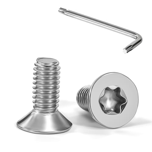 Tunejoy Vis à Tête Fraisée Torx M4 x 10 mm Vis à Six Pans Creux en Acier Inoxydable A2 V2A à Tête Fraisée Métaux avec Clé T20 Filetage Complet 20 Pièces