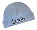 Funny Girl Designs 100% Cotton Embroidered Light Blue Baby Boy Hat Personalized Keepsake