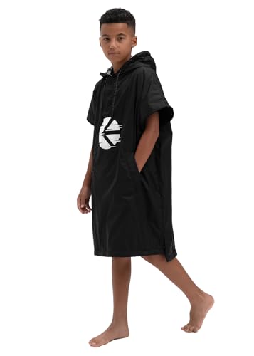 Ethika Boys Changing Poncho, Rain coat, Quick Dry Towel Poncho, Hooded Coverup (Black)