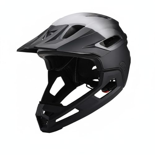 Chatonshen Casco Protector Adulto Bicicleta Montaña Casco Deportivo Casco Modular Ventilación Casco Transpirable Estructura PC Adecuado para Descenso y Terrenos Difíciles, Degradado Negro-Blanco, L