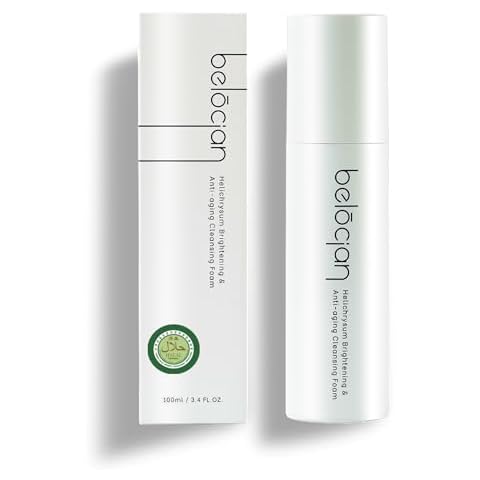 Belocian Helichrysum Brightening & Anti-aging Cleansing Face Foam 3.4 Fl OZ (100ml), Enhance Skin Elasticity, Prevent Wrinkles, Suitable for all Skin Types, Halal Certified Cover