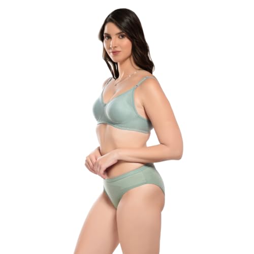 Image of SGC Women Cotton Blend Lingerie Set||Lightly Padded Wirefree Bra & Panty Set||Bridel Set for Women & Girls
