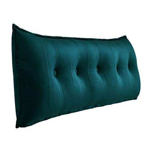 VERCART Rectangular Headboard Reading Body Pillow Bedside Oversized Throw Cushion Extra Large Backrest Lumbar Pillows Positioning Back Support Bolster for Bed Sofa Couch Velvet Cyan Queen