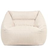 Icon Natalia Outdoor Sitzsack Sessel für Erwachsene, Beige, Stoff für Drinnen und Draußen, Riesen Sitzsack mit Füllung, Bequemer Sessel, Garten, Terrasse, Lounge, Wohnzimmer Möbel
