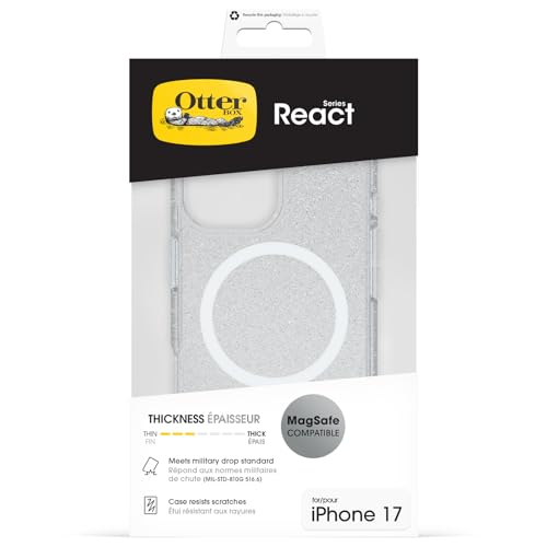 Image of OtterBox React MagSafe Case for iPhone 17, Stardust | Shockproof, Drop-Proof, Ultra-Slim Protective Thin Case, Tested to Military Standard