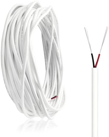 10M 2 Core Electrical Wire, 22AWG White Flexible PVC Electric Cable, Diameter 3.5mm, Twin Cable, for Low Power Household Appliances