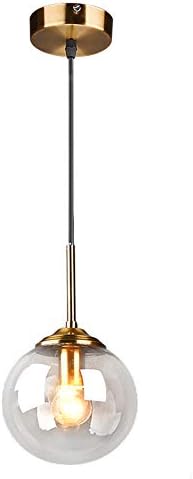 MZStech Industrial Retro Loft Glass Globe Pendant Light, Cluster Chandelier Hanging Lamp Fixture Brass Fittings (Clear)