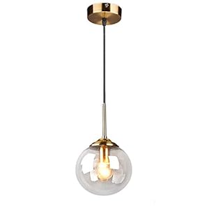 MZStech industriële retro loft glazen bol hanglamp, cluster kroonluchter hangende lamp armatuur messing fittingen(Helder…
