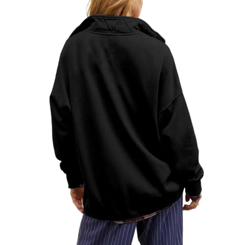 Oversized Sweatshirt for Women Fleece Mock Neck Button Fashion Pullover - image 5
