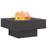 vidaXL Hoguera Negro 60 x 60 x 30 cm Acero, Hogar Moderno Cuadrado, Calentador Exterior Resistente para Jardines y Terrazas, Diseño Cool para Reuniones Sociales