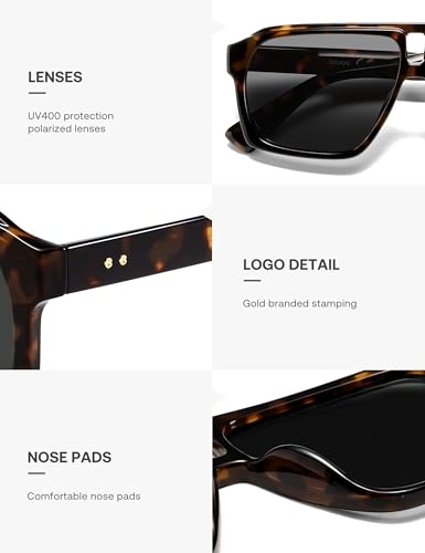 Image of SOJOS Trendy Polarized Aviator Sunglasses for Women Men,Fashion Square Aviators Shades Vintage Style UV400 Protected SJ2699