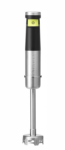 HENDI Batidora de mano, sin cable y recargable, batidora de brazo, de inmersión, velocidad ajustable continua con 1 botón sensible, cuchilla en forma de S, 230V, 150W, ø165x(H)390mm, acero inoxidable