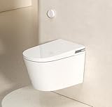 MEJE # T010Q - Smart Wandtoilette, integriertes Smart WC, beheizbarer Sitz, automatische Spülung, Nachtlicht, integrierter Wassertank, weiß (im Wandhalter enthalten)