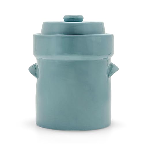 Zetilli Fermentation Crock Jar Sauerkraut Crock - For Onggi Kimchi Pot (0.5 Gallon) Ceramic Fermenting Crock With Glazed Weights For Fresh Chinese Pickle, Kimchi & Kombucha - Stoneware Pickling Crock #TOP30