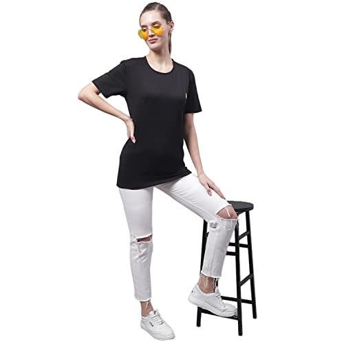 Image of Mack Jonney Women Round Neck Cotton Solid Regular Fit T-Shirt-T Anthraa 001-P