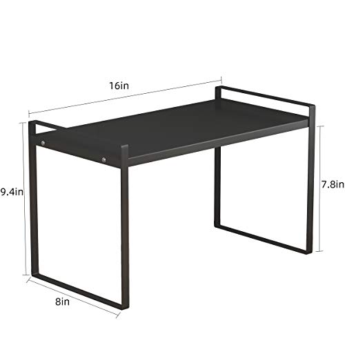 ideaglass Countertop Organizer, Cupboard Stand Spice Rack, 16" Cabinet Pantry Shelf, Organization and Storage for Kitchen Bathroom, Metal Plate Black