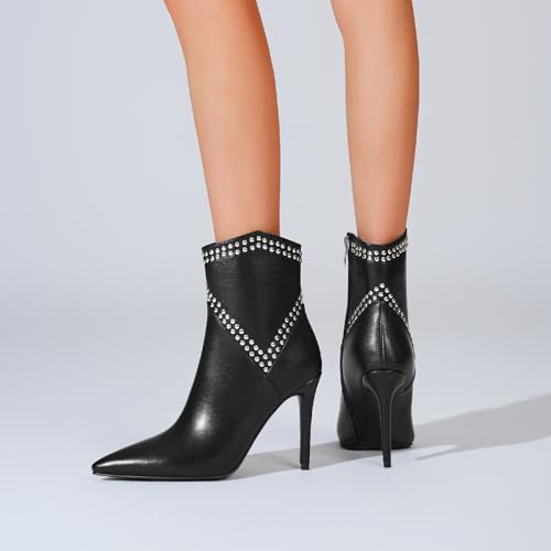 Ankle Boots for Women Sexy Stiletto High Heel Pointed Toe Boots Zipper Booties Fall Shoes4