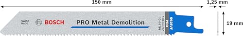 Image of Bosch Professional Reciprocating Saw Blades, For Metal, S1125 Vf, Blade Length 225mm, Medium To Thick Sheet Metal, Thin-Walled And Thick-Walled Pipe /Profile, Demolition Work In Metal, Pack Of 5