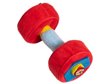 WOD Toys® Baby Dumbbell Plush Dumbell with Rattle & Sensory Sounds – Safe, Durable Fitness Toy for Newborns, Infants and Babies (1)