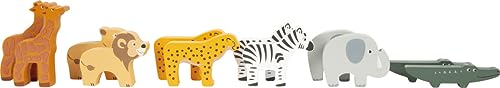 small foot Steckspiel Arche Noah „Safari“, Motorikspielzeug aus Holz mit 15 Tierfiguren, Taufgeschenke für Mädchen und Jungen, für Kinder ab 12 Monaten, 12456