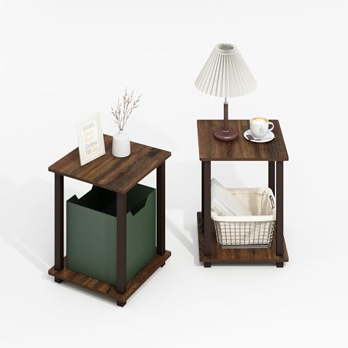 Image of Furinno Simplistic Set of 2 Toolless Living Room Table Set, Black Walnut