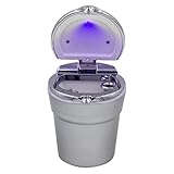 Cenicero personalizado para coche, hogar, oficina, cenicero con tapa, cenicero extraíble (plata)