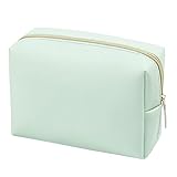 GFU Makeup Bag Large Travel Zipper Cosmetic Pouch, Water Resistant PU Leather Toiletry Organizer for