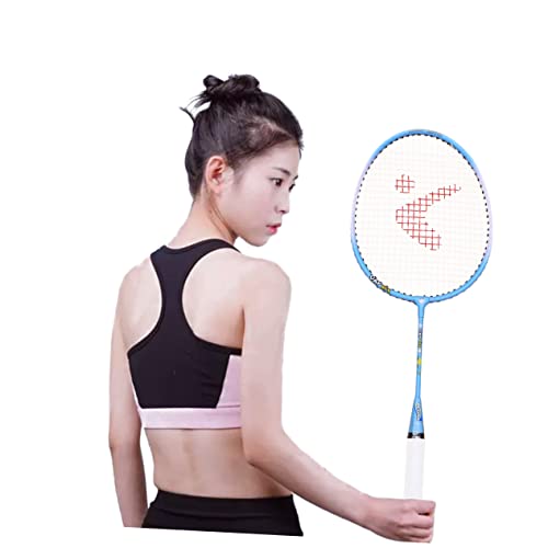KOMBIUDA 1Pair Alloy Cartoon Badminton Racket Set for Lightweight Training Pats Eye Catching Design Safe No Angular Edges for Outdoor Sports Blue