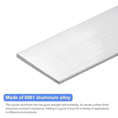 Image of uxcell Square Aluminum Flat Bar, 1 /4 inch Thick 3.5 inch Width 12 inch Length Square Aluminum Bar 6061 Aluminum Flat Plate, 5 x 90 x 305mm T6511 Solid New Mill Stock for Industrial Building
