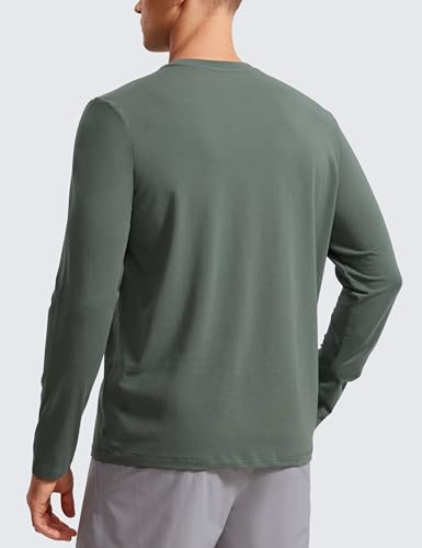 CRZ YOGA Pima Cotton Long Sleeve Shirts for Men Crew Neck Basic Casual T-Shirts Breathable Workout Comfort Tops2
