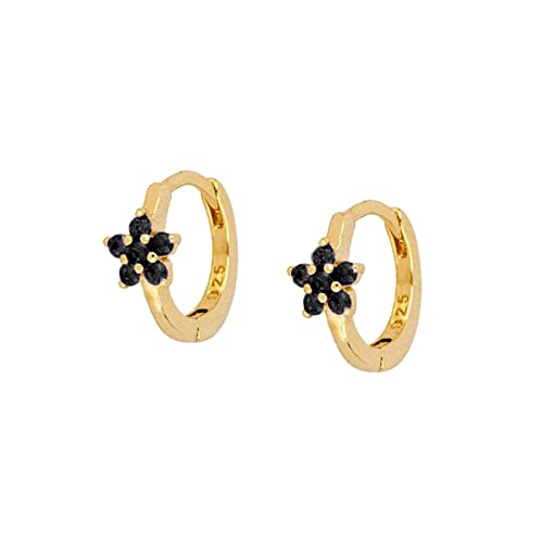 Boucles d'oreilles créoles argent fleur avec zircone pour illuminer vos tenues de bureau