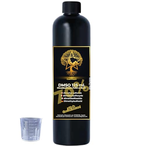 CueVitae® DMSO 70%, 125 ml, maksymalna czystość dimetylosulfotlenek | Opakowanie: tworzywo sztuczne HDPE do użytku spożywczego | Super lekki i odporny na upadki | z uszczelką bezpieczeństwa