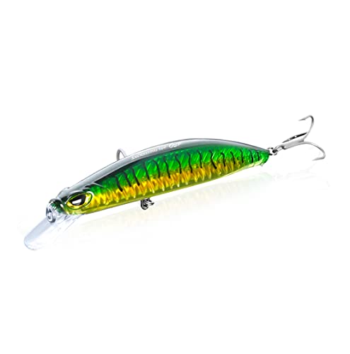 Bass Style Suspending Jerk Bait Fishing Lure - Slow Rising, Minnow Imitation with Thick Wire Hooks, Realistic 3D Eyes for Large Mouth Bass, Small Mouth Bass, Northern Pike, and Freshwater Game Fish