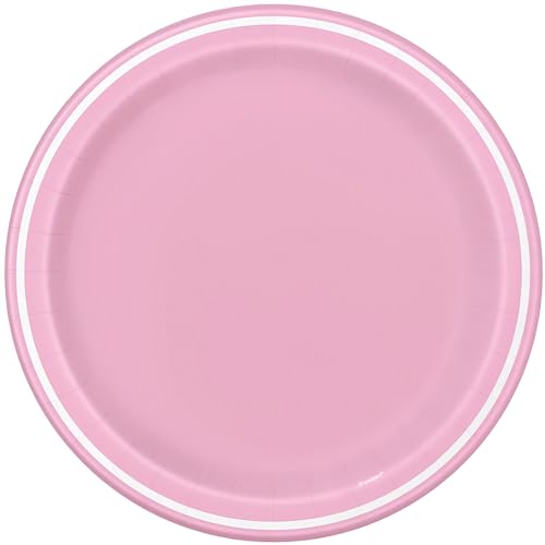 Vibrant Lovely Pink Thin Stripes Dinner Paper Plates (9