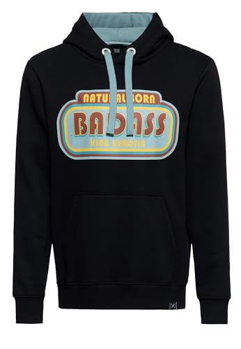 King Kerosin Badass Hoodie Hombre Sudadera con Capucha Negro L
