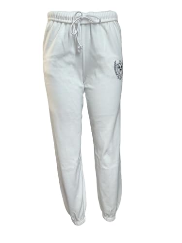Victoria's Secret Pink Fleece Ivy Relaxed Campus Sweatpants Color White New2