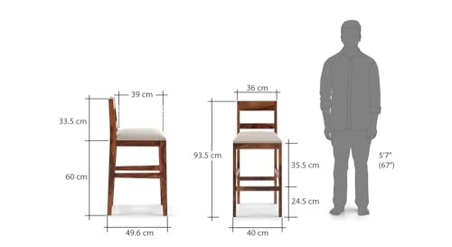 Image of Solid Sheesham Wood Bar Chair for Island Kitchen - Rosewood Natural Brown Finish with Elegant Design, Durable and Stylish Seating for Home Bars,Cafe and bar Restaurant Kitchen counters