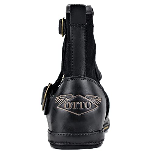 Image of OSSTONE Moto Boots for Men Fashion Zipper-up Leather Chukka Boots Casual Shoes OS-5008-1-ABNH