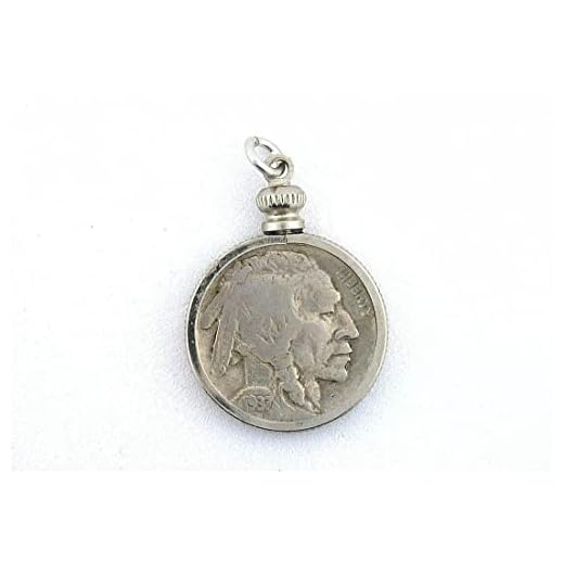 ONE 1937 Indian Head Buffalo Nickel 5 Cent Silver Color Coin Pendant EBS3081