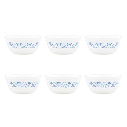 Image of CORELLE Skyline Bay Garden 177 ML Small Katori-6 Pcs| Serving Dal /Curd /Dessert| Ramekin Bowl |Vitrelle 3 Layer Glass| Lightweight Non-Porous Surface Crockery| 1-Year Warranty on Chip /Break /Scratch
