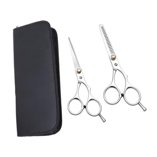 Healeved 美髪用ステンレス鋼製ヘアカットはさみ フラット セニング 損傷防止設計 家 ペット 理美容師対応 黒収納袋付き