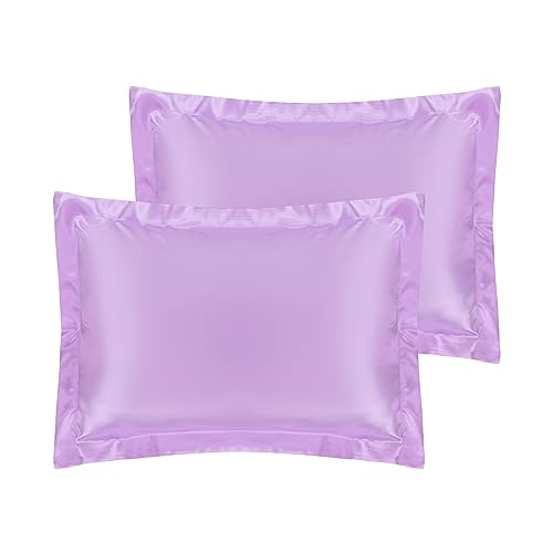 uxcell Satin Pillowcase for Hair and Skin Soft and Smooth Set of 2 with Envelope Closure, Gifts for Friends Purple Queen (51x76cm)