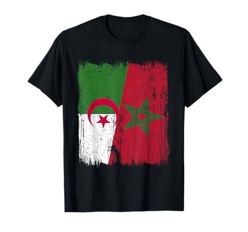 Maillot Algérie Maroc Demi Drapeau Algérien Patrimoine Marocain T-Shirt