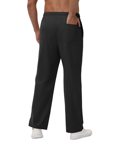 Ficerd 3 Pack Men's Casual Cotton Chino Pants, Summer Lounge Elastic Waist Drawstring Straight Pants Trousers with Pockets(Black, Dark Gray, Light Gray,XXL)3