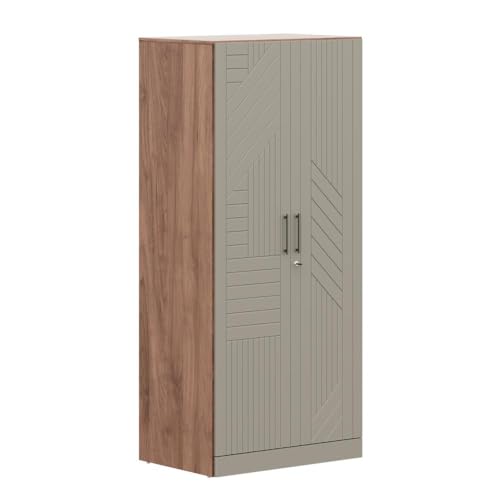 Image of Wakefit Wardrobe for Bedroom | 3 Yr Warranty | Cupboard for Bedroom, Almirah, Wooden Wardrobe, Comes with LED light, Multi-Shelves, Drawer & Hanger, Density:680-750 kg /m, Free Installation(Tyrian-CB)