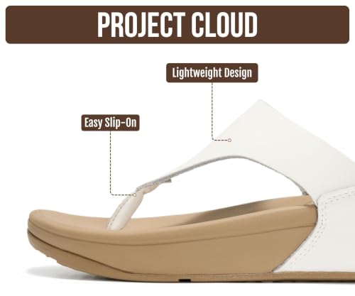 Image of Project Cloud Genuine Leather Women's Sandals - Thong Flip Flops with Plush Soft Insole, Arch Support & Non Slip Outsole - Comfortable Beach & Summer Slides