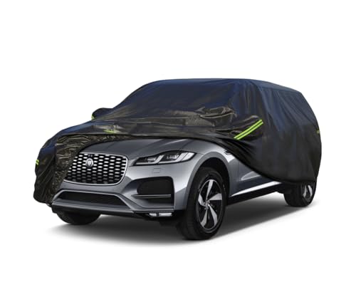 Image of KouKou Waterproof SUV Car Cover Suitable for Jaguar F-PACE from 2015 to 2025, 7 Layers Windproof All Weather Waterproof Outdoor Cover Sun Rain UV Dust Snow Protection. Black
