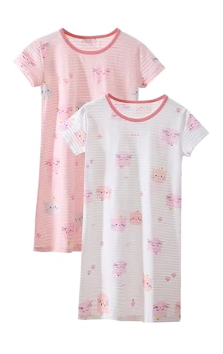BANGSAUR Girls' Dresses, Cotton Summer Night Sleep Dress, 3-12 Years
